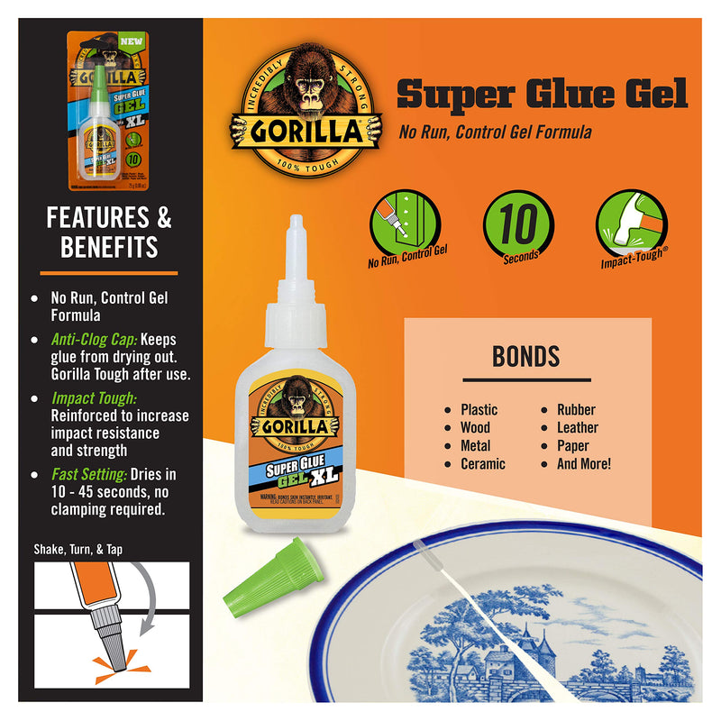 [Australia - AusPower] - Gorilla Super Glue Gel XL, 25 Gram, Clear, (Pack of 1) 1 - Pack 