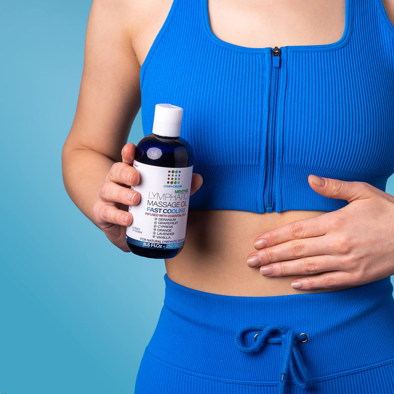 [Australia - AusPower] - Lymphatic Massage Oil with Cooling Menthol: Fast pain Relief with Natural Arnica & Coconut Oil for Lymphatic Drainage, Post Surgery Recovery and lipedema, lymphedema I Liposuction 360 Lipo, BBL,Tummy Tuck I Arnica, Lavender I 8.5oz 