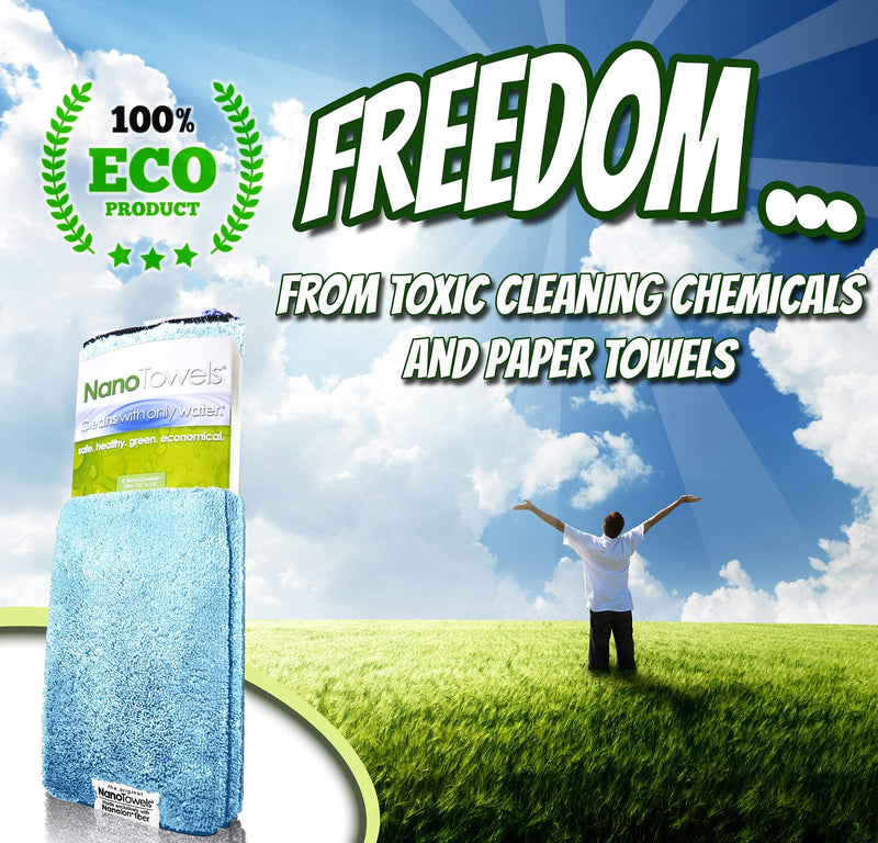 [Australia - AusPower] - Nano Towels - The Amazing Eco Cloth That Cleans Virtually Any Surface With Only Water. No More Paper Towels Or Toxic Chemicals. 4-Pack (14x14", Seashore Teal) 