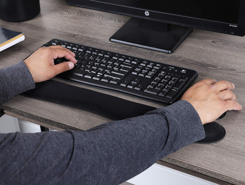 [Australia - AusPower] - Mind Reader Gel Wrist Rest, Ergonomic Memory Foam Support Cushion Set for Keyboard and Mouse, Non-Slip Rubberized Base, Helps Relieve Tension, Black Single 
