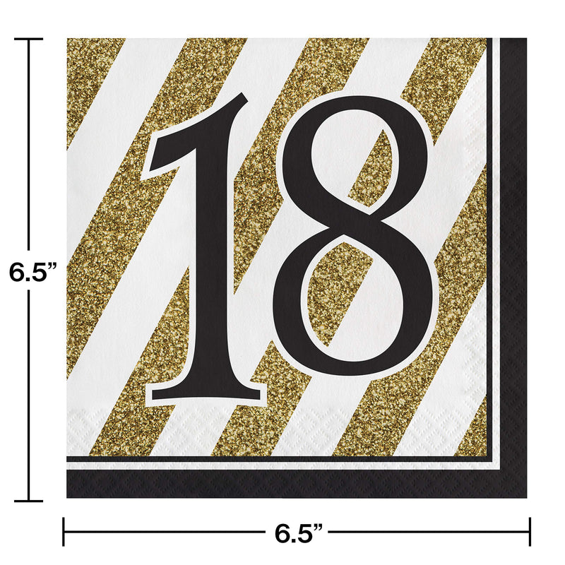 [Australia - AusPower] - Creative Converting Black and Gold 18" Paper Luncheon Napkins, One size, Happy Birthday 