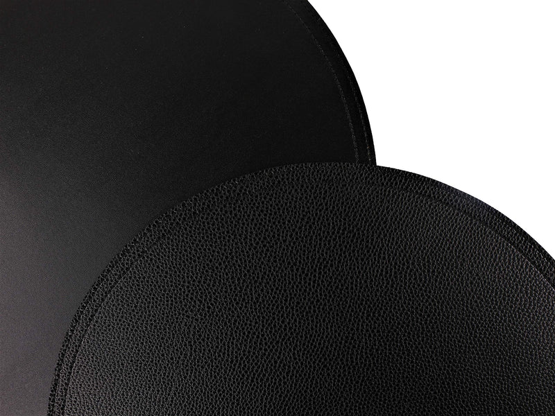 [Australia - AusPower] - Faux Leather Round Placemats and Coasters, Disko Table Mats and Drink Spills Coasters, Easy to Clean, Double Stitched for Kitchen Dining Table, Diameter 13''and 3.9'' Set of 4 Black 