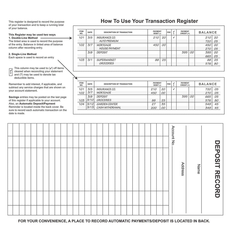 [Australia - AusPower] - ShipGuard 12 Check registers for Personal Checkbook Ledger Transaction Registers Log for Personal or Business Bank Checking Account, Saving Account, Deposit, Credit Card, and Large Booklet Blue 