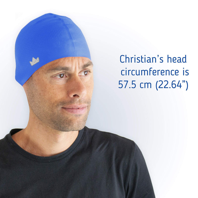 [Australia - AusPower] - The Friendly Swede Silicone Swim Cap for Men, Swim Cap Kids or Women with Short to Medium Hair (2 Pack) Blue + Black 