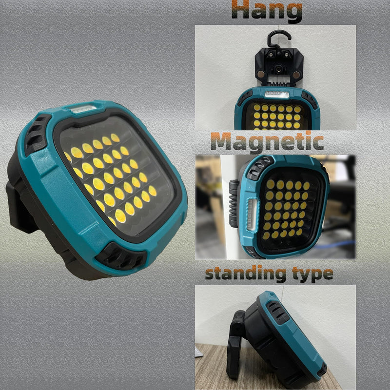 [Australia - AusPower] - byczone LED Work Light,Portable LED Worklight 18650 Lumen,4000mAH Rechargeable Built in-Battery,with Hook&Magnetic Work Light,Lights Suitable for Outdoor,Construction,Workshop,Etc. Blue 