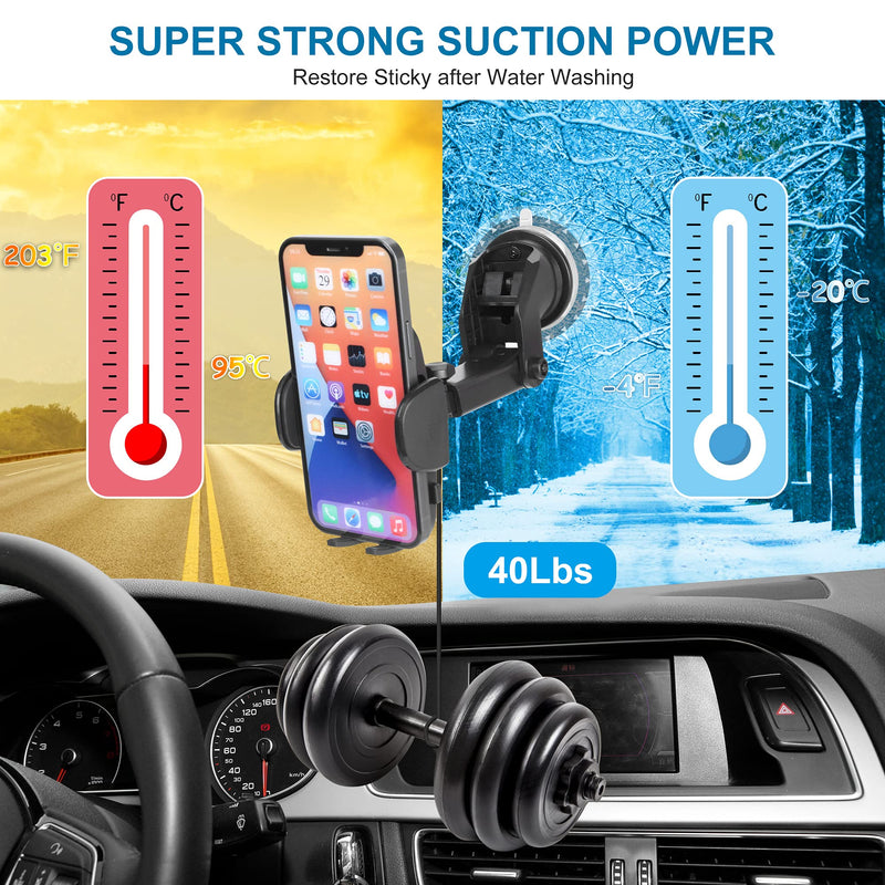 [Australia - AusPower] - HuaHengHT car Phone Holder Mount Super Stable Suction Cup Universal Hands-Free Cell Phone Holder for Dashboard Windshield Air Vent Car Mount Compatible with All iPhone Samsung & Cars Trucks 1 Pack 1 Pack Black 