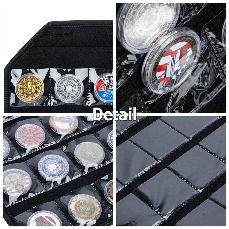 [Australia - AusPower] - Hanging Challenge Coin Holder For Collector, Commemorative Coin Collection Supplies Organizer, Coin Display Stand for 20/25/30/35/40/46mm Coins, Hold Up To 36 Coin. (black) black 