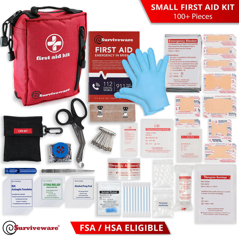 [Australia - AusPower] - Surviveware Comprehensive Premium First Aid Kit Emergency Medical Kit for Trucks, Cars, Camping, Office and Sports and Outdoor Emergencies - Medium 100 Piece Set 