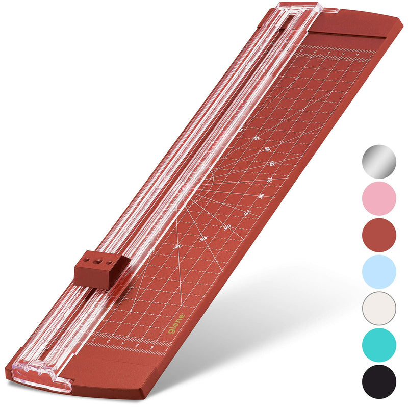 [Australia - AusPower] - Glone 12 inch Paper Trimmer, A4 Size Paper Cutter with Automatic Security Safeguard for Coupon, Craft Paper and Photos (Red) 