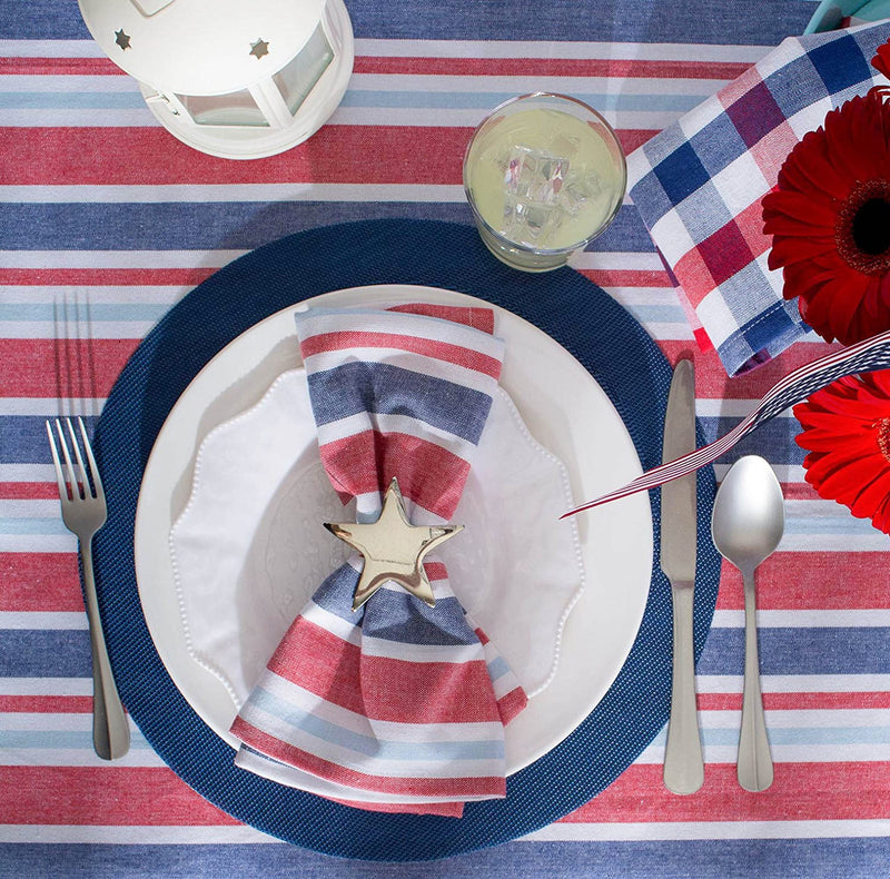 [Australia - AusPower] - DII PVC Tabletop Collection Woven Indoor/Outdoor, Round Placemat Set, 13.75", Nautical Blue, 6 Piece 