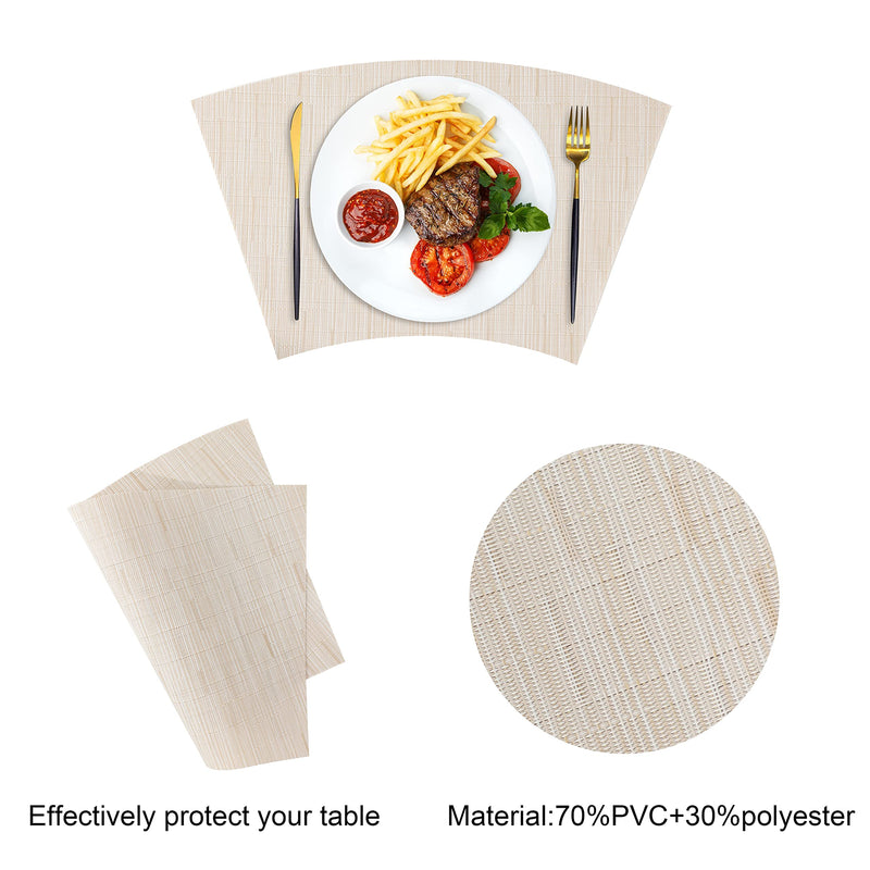 [Australia - AusPower] - SnowKingdom Round Table Placemats Set of 5 Heat Resistant Decorative Placemats Wedge Placemats for Restaurant Hotel Party Beige 