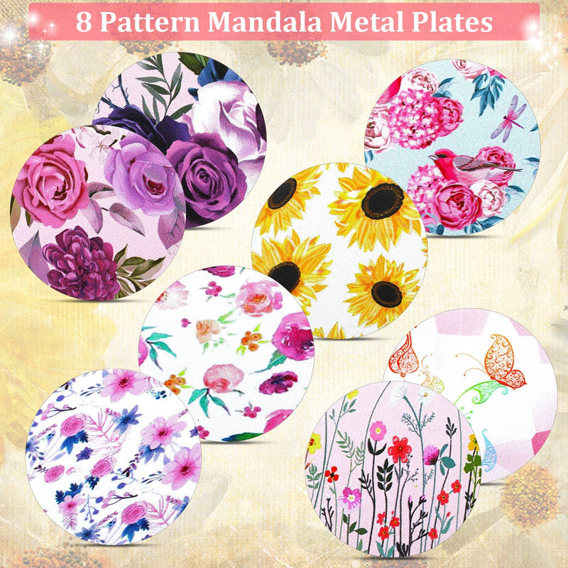 [Australia - AusPower] - 8 Pcs Phone Magnet Car Metal Plate Mount Metal Plate for Cell Holder Magnetic Car Mount Compatible with Magnetic Car Mounts Replacement Sticker (Floral Style) Floral Style 