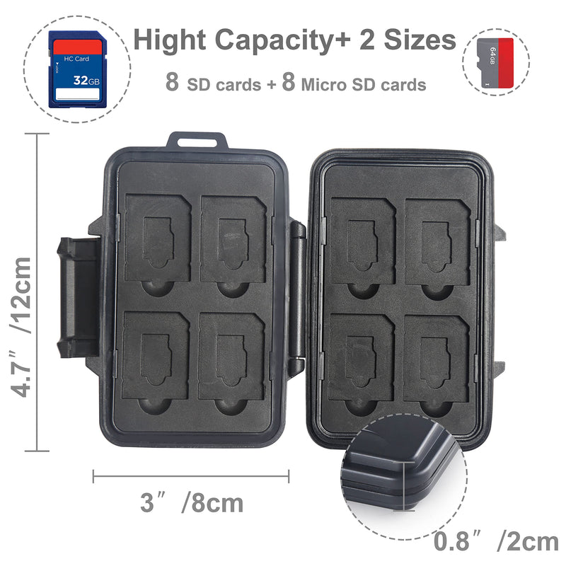 [Australia - AusPower] - SD Card Case Compact Flash Memory Card Holder Micro Storage & Wallet for Card, Black 
