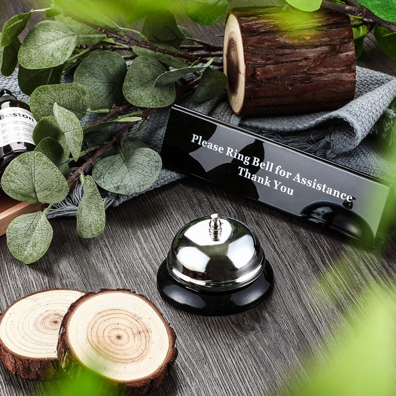 [Australia - AusPower] - Desk Service Dinner Bell Metal Construction Call Bell and Double-Side No Receptionist Sign Please Ring Bell Sign for Service Assistance for Hotels Schools Restaurants Reception Areas (Sliver Bell) Sliver Bell 