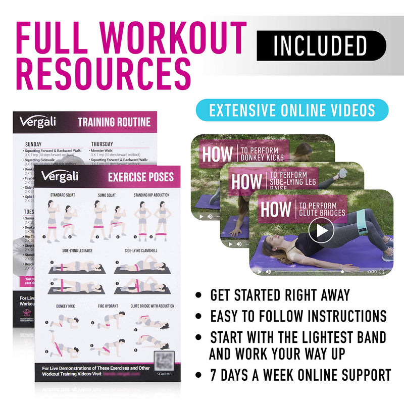[Australia - AusPower] - Vergali Fabric Booty Bands for Women Butt and Legs. Set of 4 Non Slip Cloth Resistance Working Out Band for Glute, Thigh, Squat with Workout Resistant Fitness Training Guide to Exercise at Home or Gym 