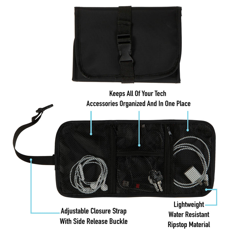 [Australia - AusPower] - GForce, Cable Travel Sized Bag, Mesh Pockets, Portable, in Black Tech Accessory Organizer 