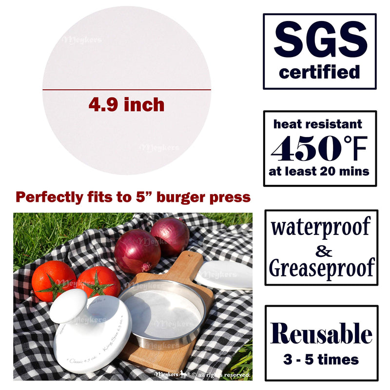 [Australia - AusPower] - Meykers Wax Patty Paper Sheets for 5 Inches Burger Press - 500 Pcs Round hamburger patty paper to Separate Frozen Pressed Patties - Circle Burger Paper for Easy Release from Patty Maker Mold 500 Pack 