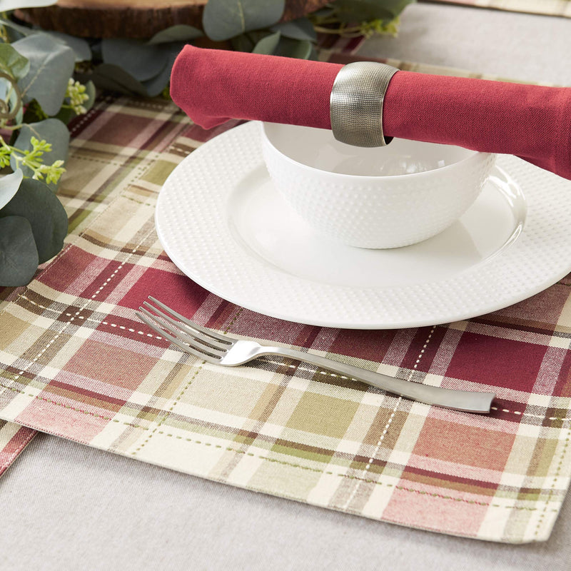 [Australia - AusPower] - DII Fall Basics Collection 100% Cotton, Machine Washable, Tabletop, Placemat Set, 13x19, Homespun Plaid, 4 Piece Placemat Set, 13x19" 