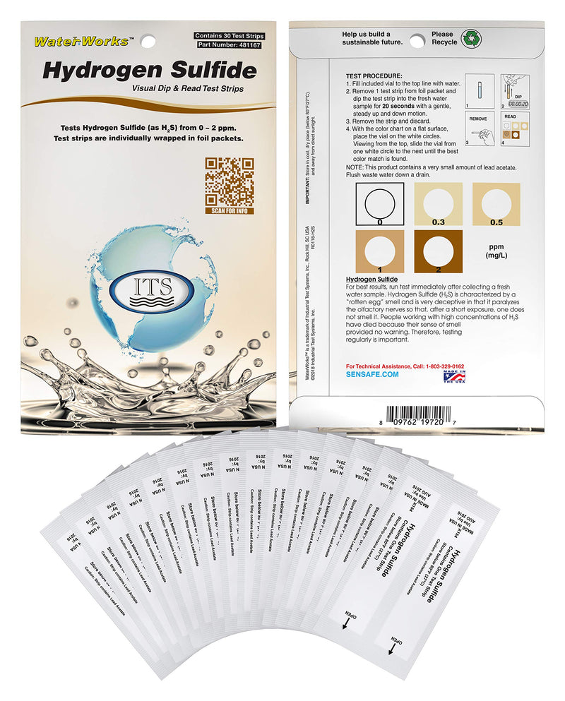 [Australia - AusPower] - Industrial Test Systems 481167 WaterWorks Hydrogen Sulfide Water Test Strips, 30 foil Packed Tests 