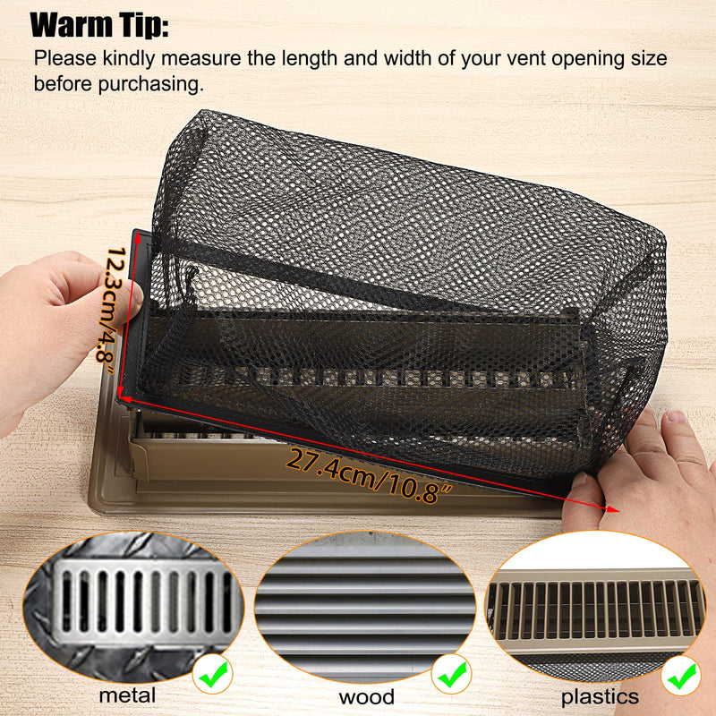 [Australia - AusPower] - Sumnacon Floor Register Cover Trap 8 Pack Register Vent Traps for Home Floor, 4 x 10 Inch Floor Vent Screen Net Mesh Floor Register Cover for Catching Dust Debris Hair Food, Black 