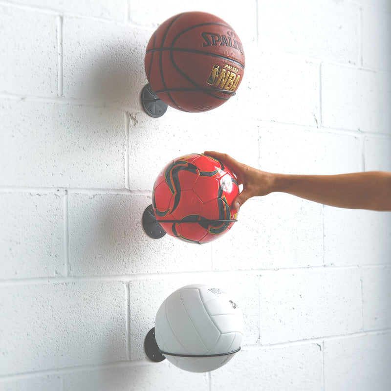 [Australia - AusPower] - Wallniture Sporta Wall Mounted Ball Storage Sports Ball Holder Rack Display Storage Steel (Black) 