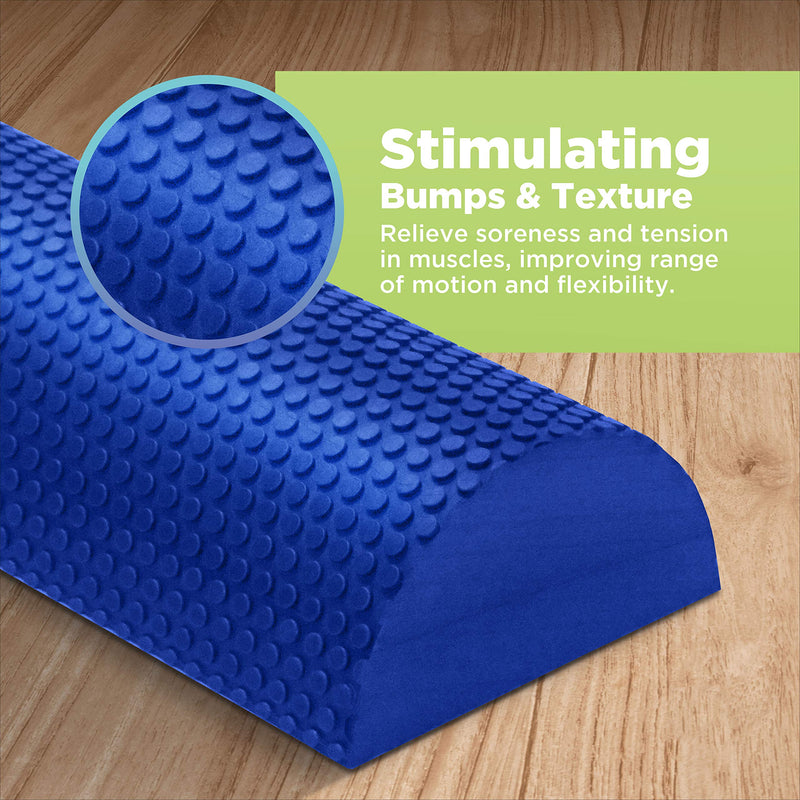 [Australia - AusPower] - Bean Products High-Density EVA Foam Rollers | Deep Tissue Massager | Myofascial Release Textured Bumps | 12” Half Roller | Made in The USA 