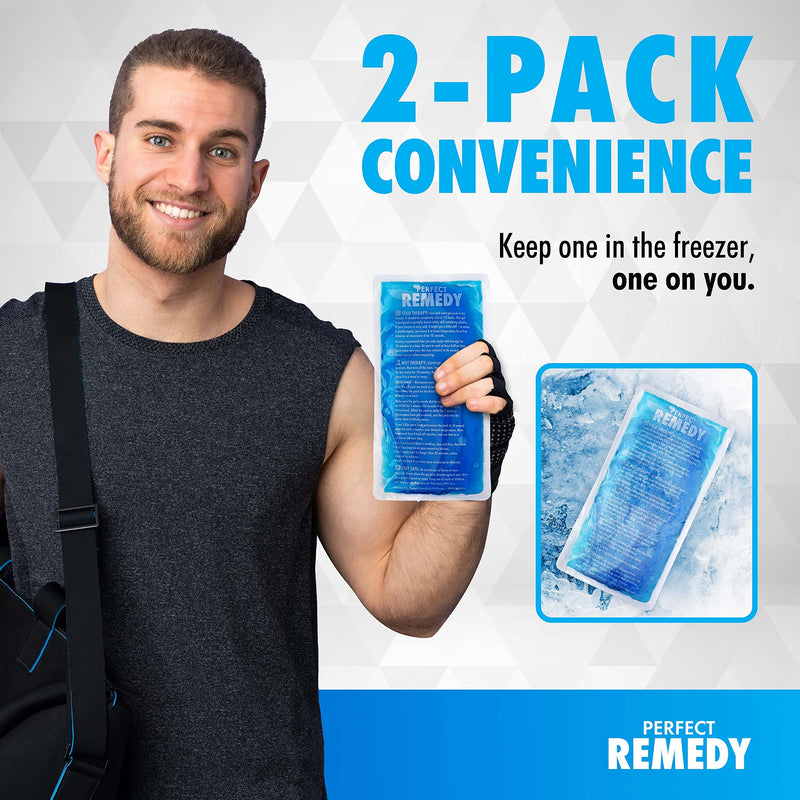[Australia - AusPower] - Gel Ice Packs for Injuries Reusable Gel (2 Pack) Reusable Hot Pack & Cold Pack Compress for Injury, Pain Relief, Rehabilitation, Flexible Therapy, for Knee, Back, Neck, Wrist, Ankle (Blue) Blue Regular Size Gel Packs 