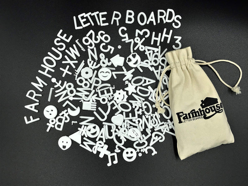 [Australia - AusPower] - White Letter Set for Changeable Felt Letter Boards, 340 1 Inch Characters (Includes Letters, Symbols / Emojis, Numbers, Punctuation) & Burlap Storage Bag (White) White 
