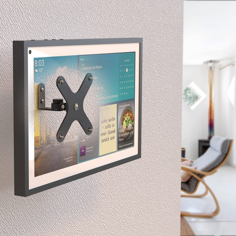 [Australia - AusPower] - VMEI Echo Show 15 Adjustable Wall Mount ，Echo Show 15 Corner Cabinet Mount Can Swivel and Tilt 360°，Made of Sturdy Stainless Steel Material，Easy to Install (Matte Black) 