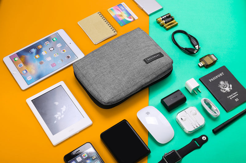 [Australia - AusPower] - BAGSMART Electronic Organizer Small Travel Cable Organizer Bag for Hard Drives, Cables, USB, SD Card Grey 