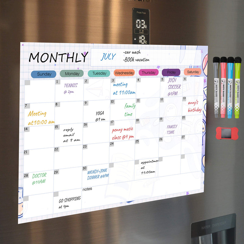 [Australia - AusPower] - Dry Erase Calendar Kit- Magnetic Calendar for Refrigerator - Monthly Fridge Calendar Whiteboard with Extra-Thick Magnet Included Fine Point Marker & Eraser (Monthly) White-1 