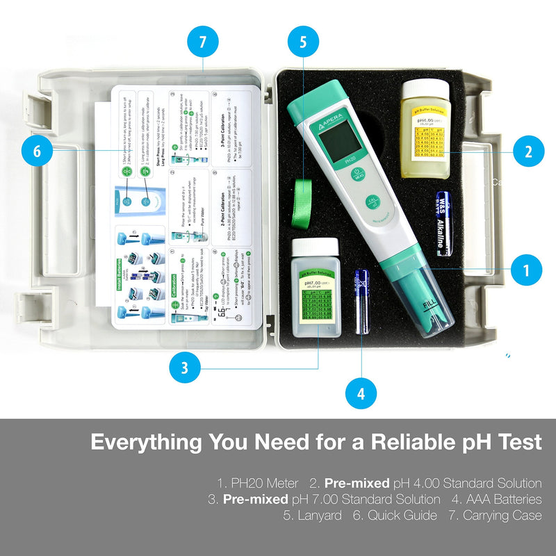[Australia - AusPower] - APERA INSTRUMENTS AI209 Value Series PH20 Waterproof pH Tester Kit, ±0.1 pH Accuracy Regular Kit 