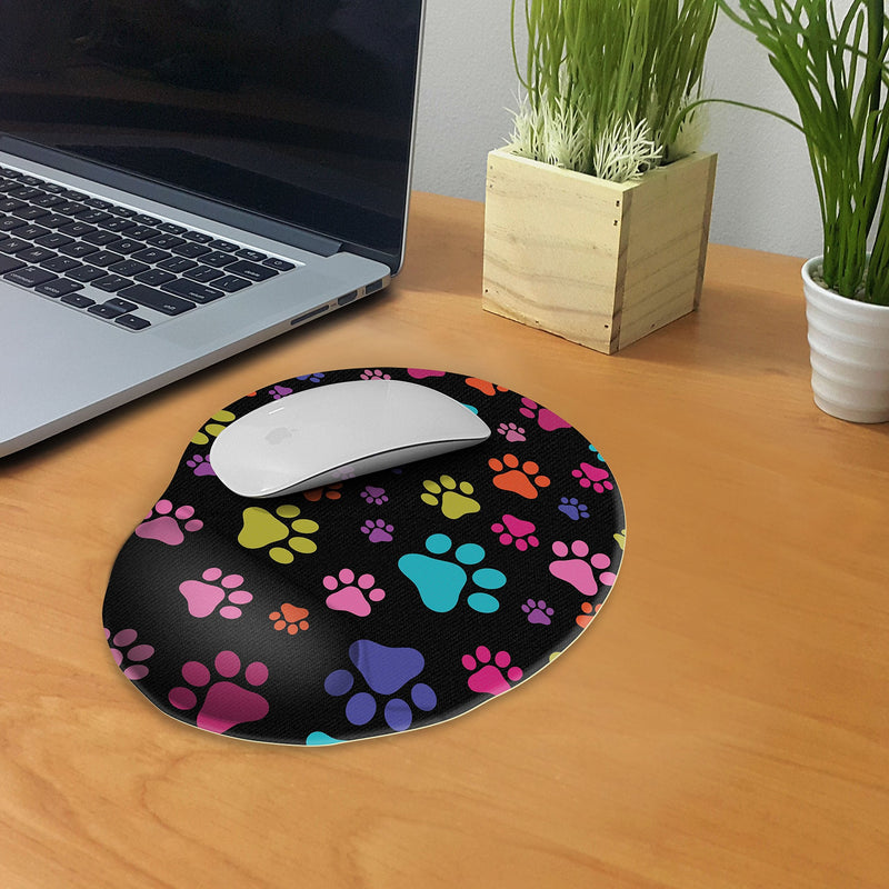[Australia - AusPower] - FINCIBO Multicolor Paws Dog Comfortable Wrist Support Mouse Pad for Home and Office Multicolor Paws Dog MousePad 