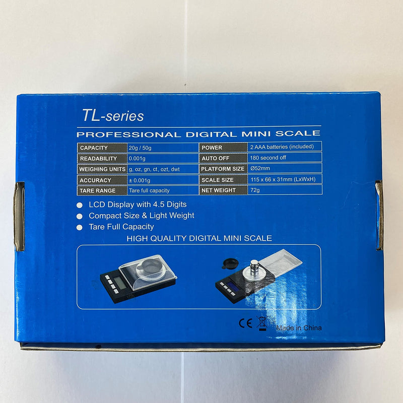 [Australia - AusPower] - TN LAB Supply TN LAB Digital Mini Scale 50g-0.001g Ultra Precise 1 Milli-Gram Pro Lab Jewelry Medicine Crafts Auto-Off Tare 