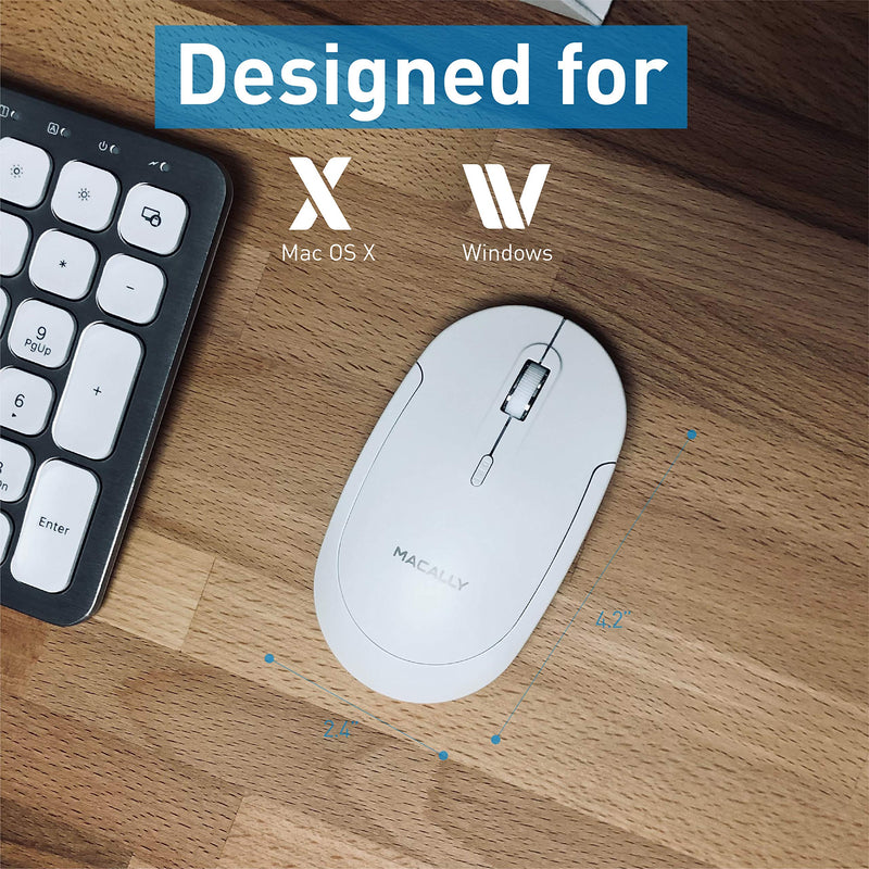 [Australia - AusPower] - Macally Wireless Number Pad for Mac & PC and a Wireless Bluetooth Mouse, Work with Numbers More Efficiently 