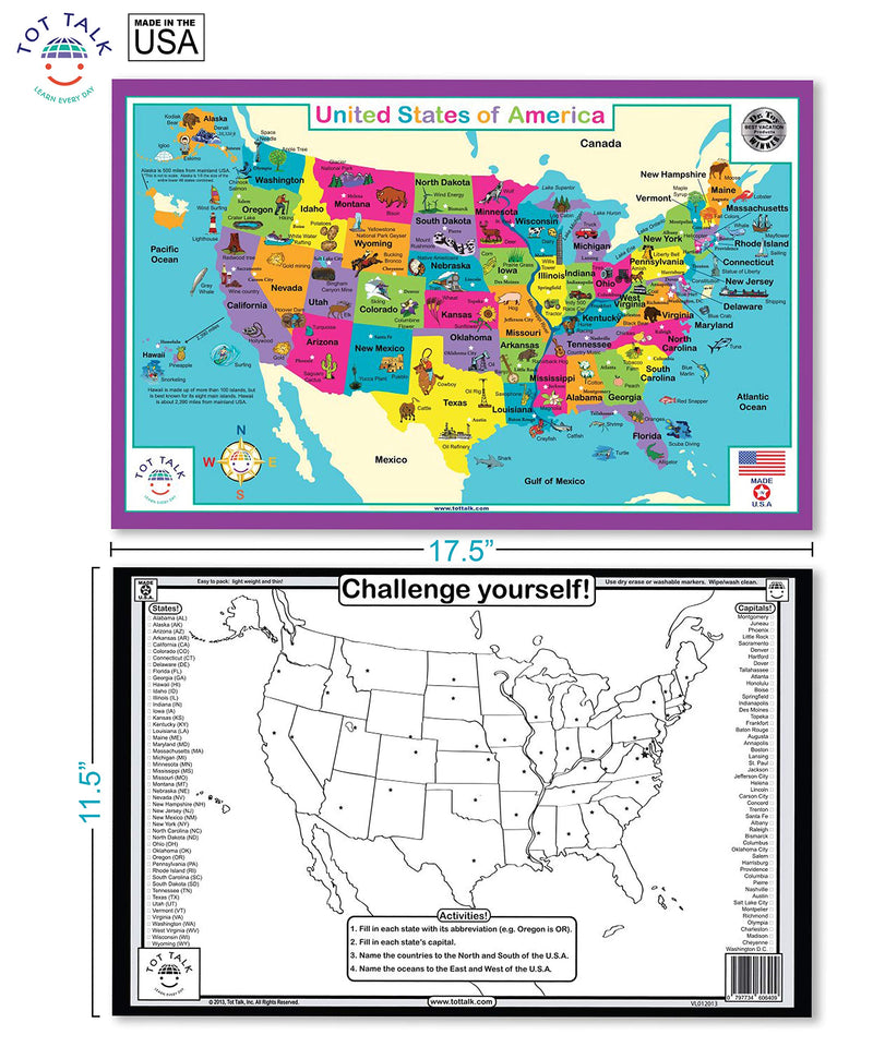 [Australia - AusPower] - Tot Talk United States of America Placemat, Double-sided, Made in the USA 