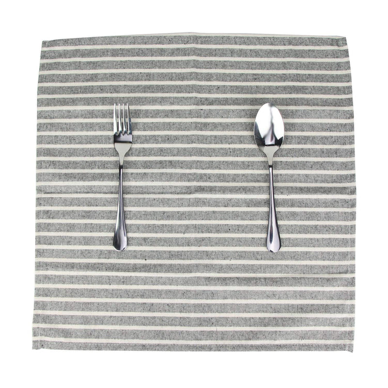 [Australia - AusPower] - INFEI Soft Broad Striped Linen Cotton Dinner Cloth Napkins - Set of 12 (17 x 17 inches) - for Events & Home Use (Black) Black 