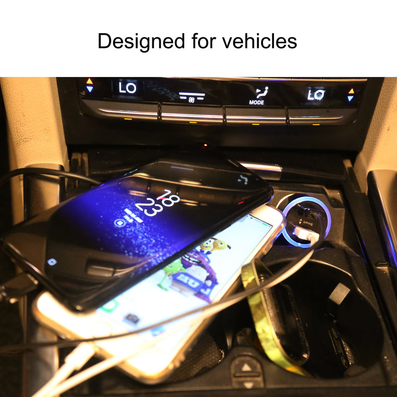 [Australia - AusPower] - Ailun Car Charger Adapter Dual Smart USB Ports 4.8A 24W Blue Ring Light for iPhone 12/12 Pro/12 Mini /12 Pro Max /11/11 Pro/11 Pro Max/X Xs XR Xs Max 8 7 Plus Galaxy s20, s20+ S20Ultra S10 Plus 