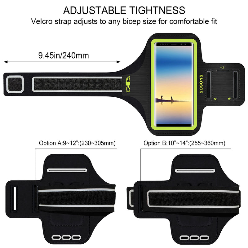[Australia - AusPower] - SOSONS Galaxy Note 10+/Note 9/Note 8 Armband, Water Resistant Sports Armband Case for Samsung Galaxy Note 10+/9/8,Fits Phones with Slim Case Yellow 