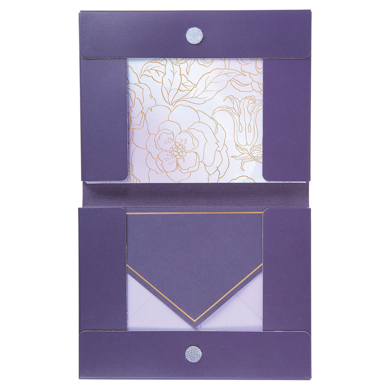 [Australia - AusPower] - C.R. Gibson CN89-24042 Boxed Note Card and All Occasion Greeting Card Set, 10 Cards with 10 Envelopes, Floral Gold and Purple 