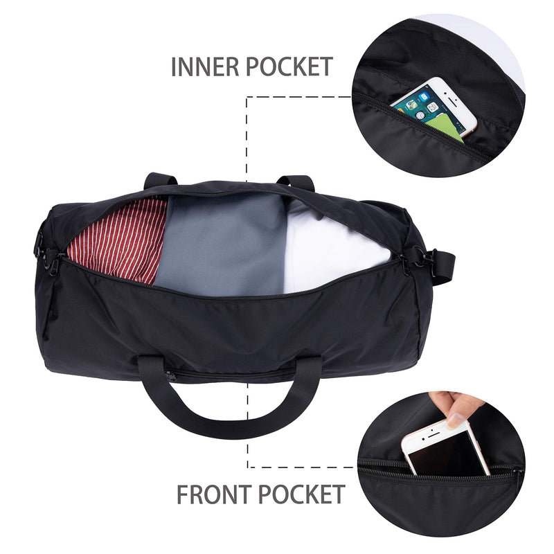 [Australia - AusPower] - Vorspack Duffel Bag 20-24-28 Inches Foldable Gym Bag for Men Women Duffle Bag Lightweight with Inner Pocket for Travel Sports 20 Inches Black 