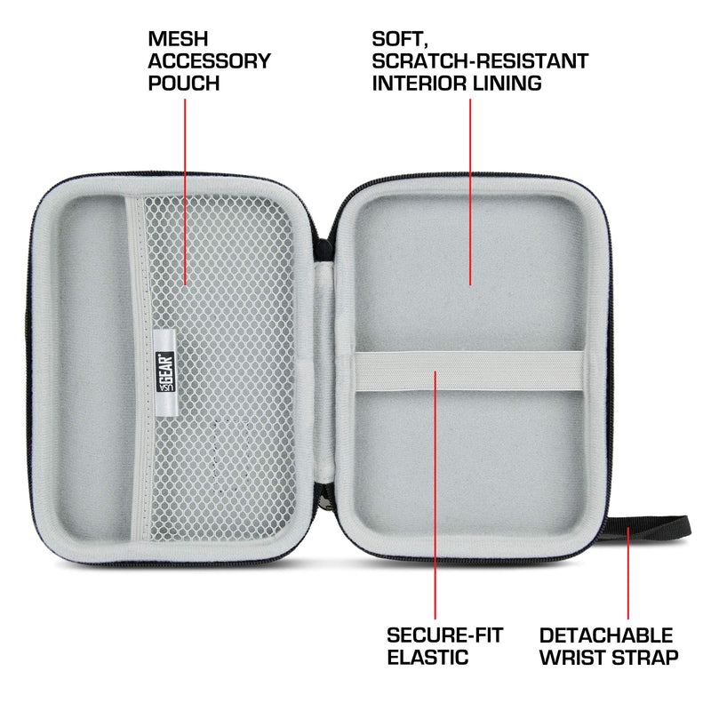 [Australia - AusPower] - USA GEAR Travel Electronics Organizer - 6.5 Inch Zipper Case with Hard Shell Case Exterior and Accessory Pocket - Charger Organizer, Accessory Organizer, Cable Travel Organizer, and More - Black 
