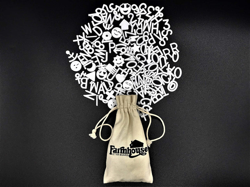 [Australia - AusPower] - White Letter Set for Changeable Felt Letter Boards, 340 1 Inch Characters (Includes Letters, Symbols / Emojis, Numbers, Punctuation) & Burlap Storage Bag (White) White 