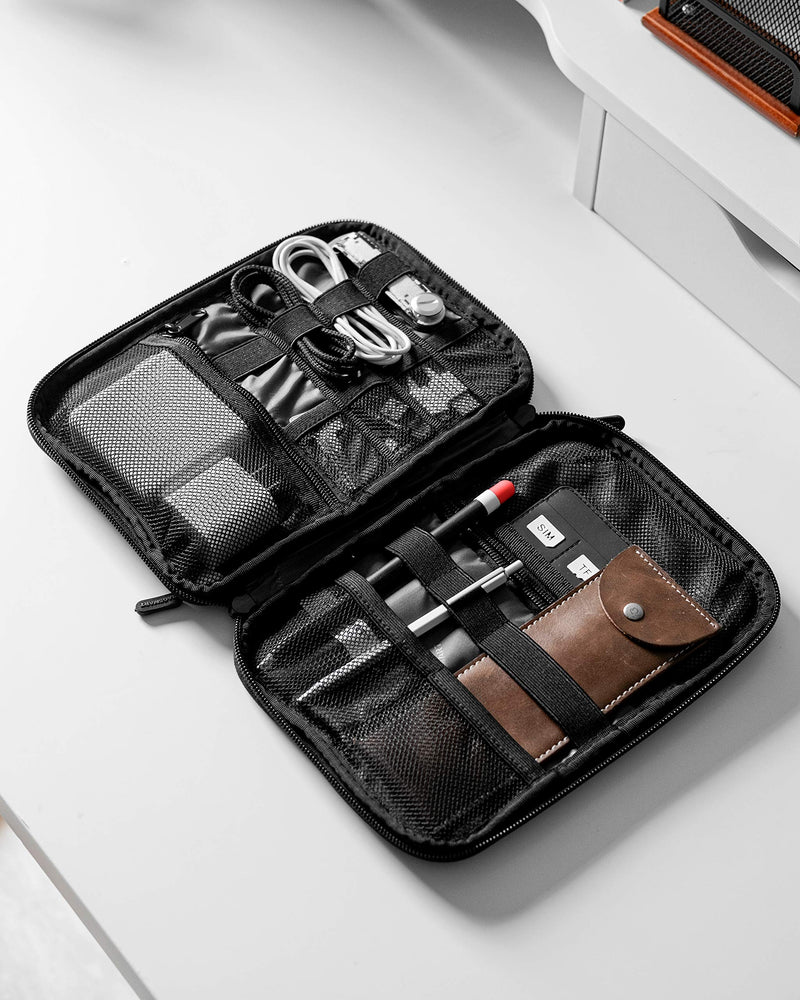 [Australia - AusPower] - BAGSMART Electronic Organizer Travel Universal Cable Organizer Electronics Accessories Cases for Cable, Charger, Phone, USB, SD Card, Dark Blue 