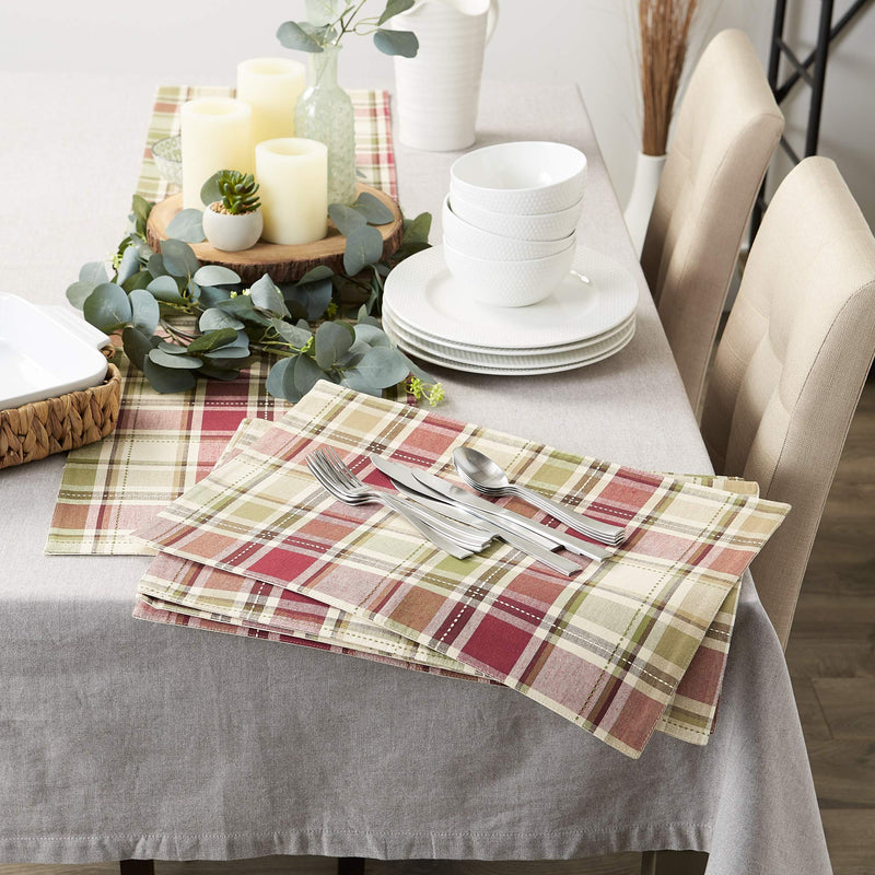 [Australia - AusPower] - DII Fall Basics Collection 100% Cotton, Machine Washable, Tabletop, Placemat Set, 13x19, Homespun Plaid, 4 Piece Placemat Set, 13x19" 