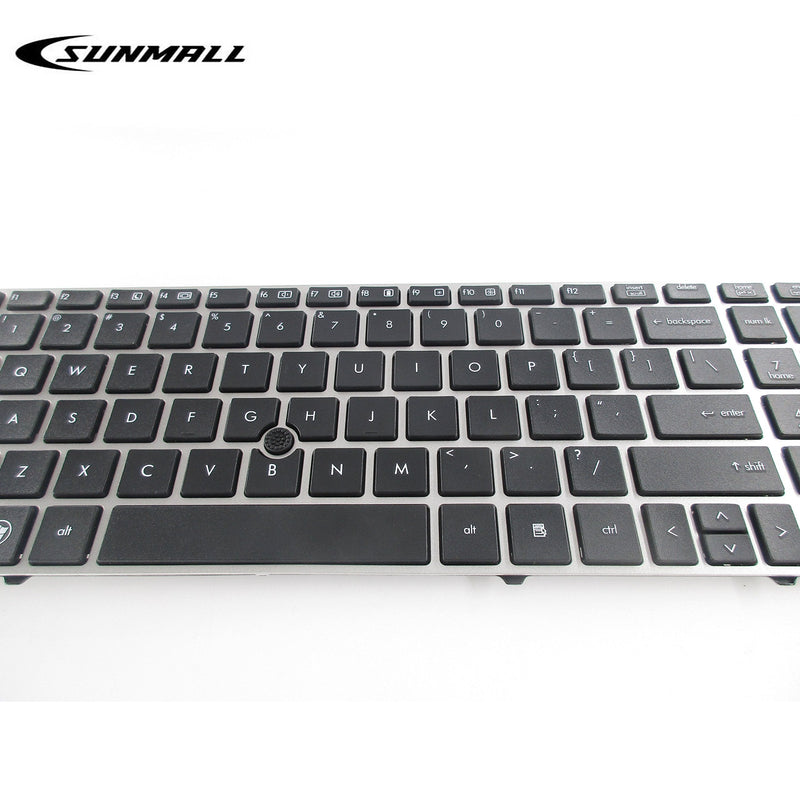 [Australia - AusPower] - SUNMALL Keyboard Replacement with Silver Frame Compatible with HP Elitebook 8560P 8570P Probook 6560B 6565B 6567B 6570B 6575B Series Keyboard with Pointer 