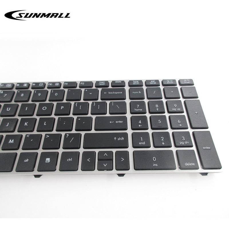 [Australia - AusPower] - SUNMALL Keyboard Replacement with Silver Frame Compatible with HP Elitebook 8560P 8570P Probook 6560B 6565B 6567B 6570B 6575B Series Keyboard with Pointer 