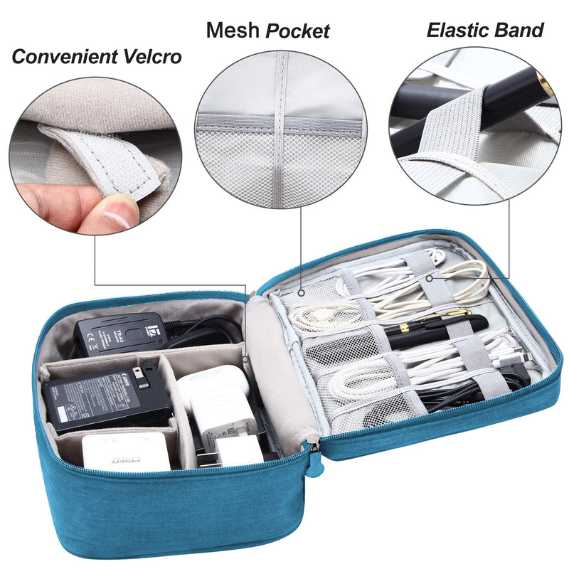 [Australia - AusPower] - VOCUS Electronics Organizer Travel Cable Organizer Bag for Electronics Accessories, Portable Tech Carring Large Storage Case for Charger, Cord, Power Bank, Hardware Blue 