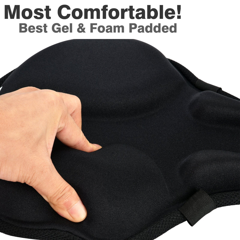 [Australia - AusPower] - DAWAY Comfortable Exercise Bike Seat Cover - C6 Large Wide Foam & Gel Padded Bicycle Saddle Cushion for Women Men Everyone, Fits Spin, Stationary, Cruiser Bikes, Indoor Cycling, Soft 