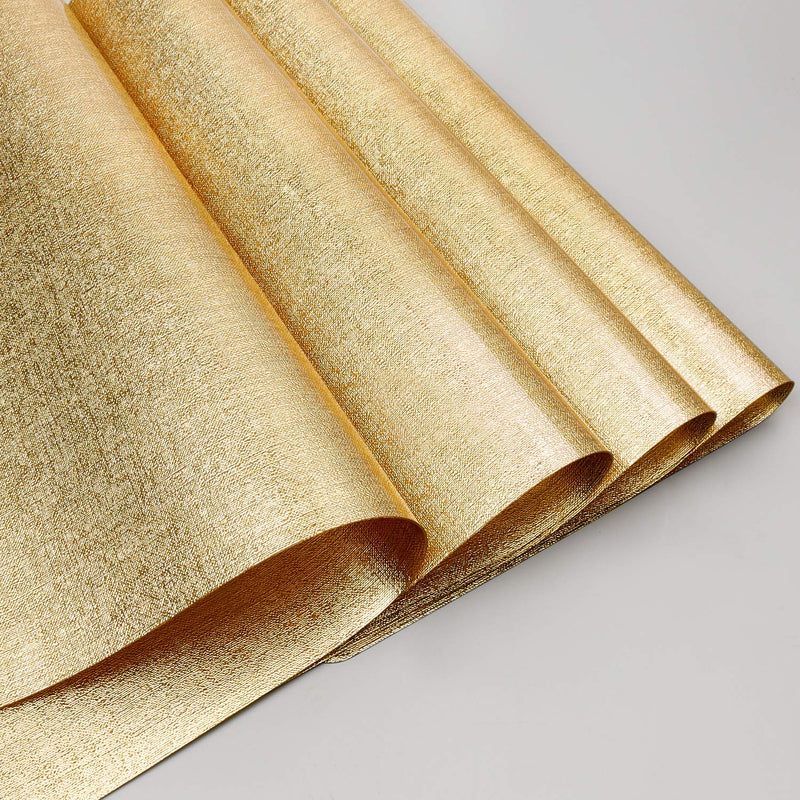 [Australia - AusPower] - AIRCOWRIE Placemats for Dining Table Set of 4, Heat-Resistant Placemat Washable Vinyl Table Mats for Kitchen Restaurant Decorations (Gold) Gold 4pcs placemats 